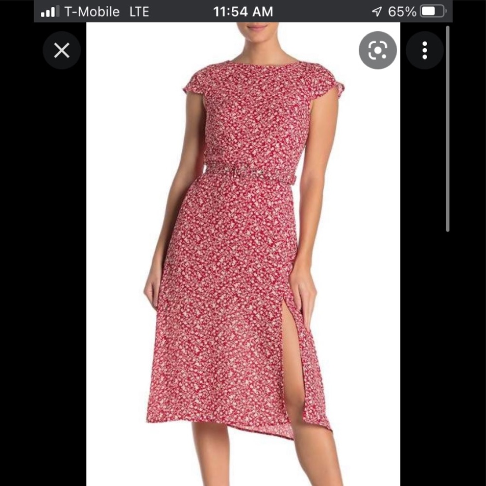 ROW A – Belted Floral Midi Dress
